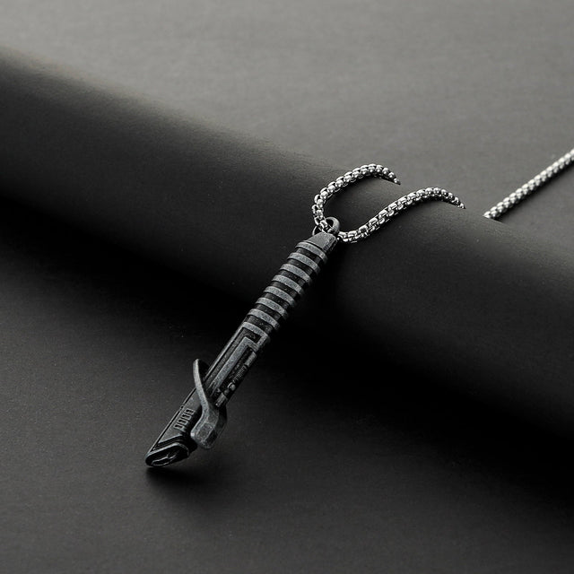 Darksaber inspired miniature saber hilt necklace